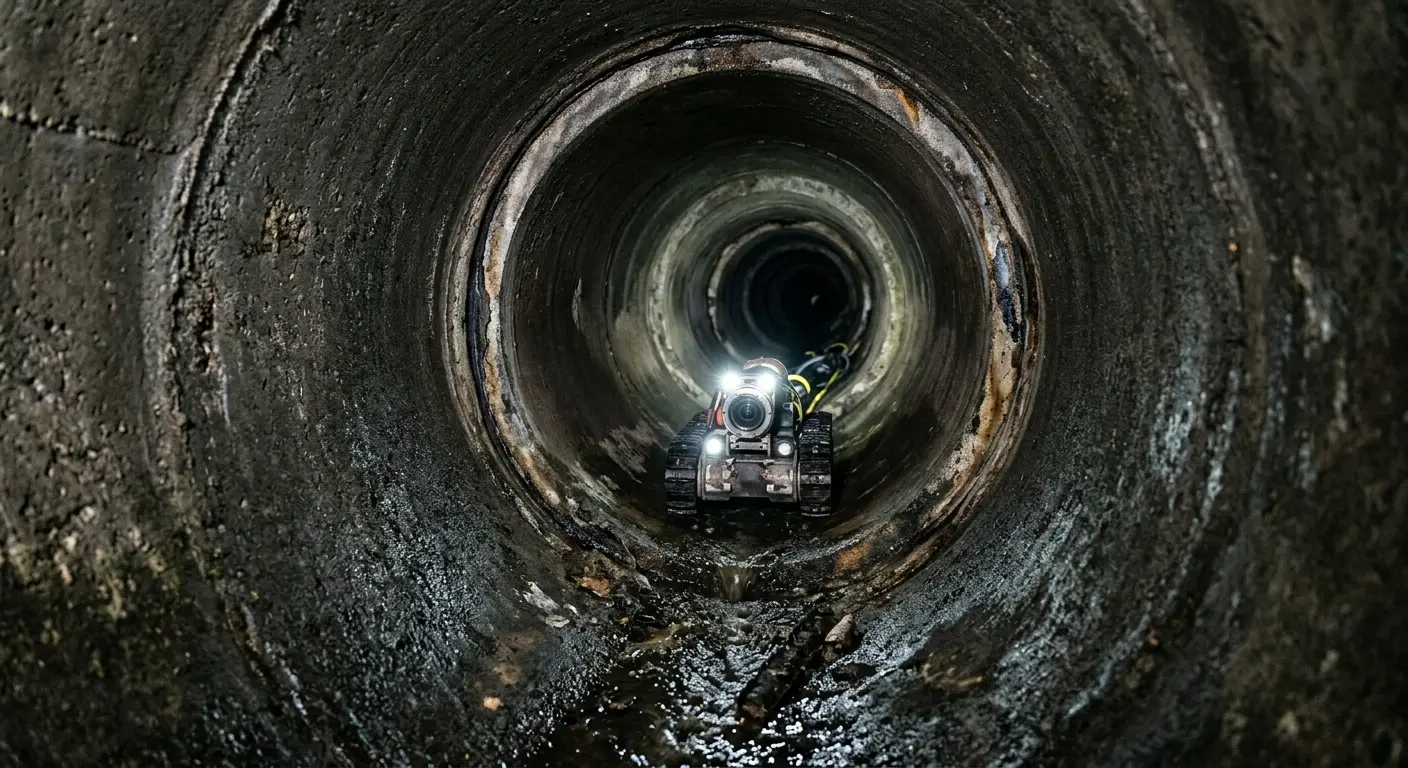 Robotic sewer camera inspecting pipe interior for Sewer Line Cleaning in Beatrice